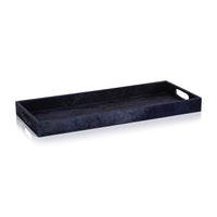 Zodax Rutbeek Navy Hair-On-Hide Leather Serving Tray, 10" x 24" x 2", Navy