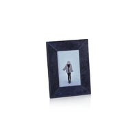 Zodax Rutbeek Navy Hair-On-Hide Leather Photo Frame, 4" x 6"