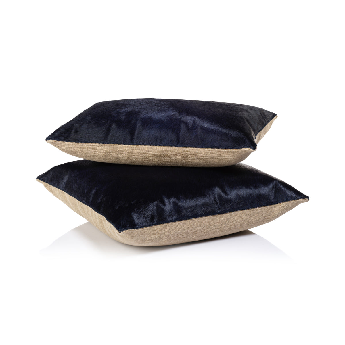 Zodax Rutbeek Navy Hair-On-Hide Leather Throw Pillow, 20" x 20"