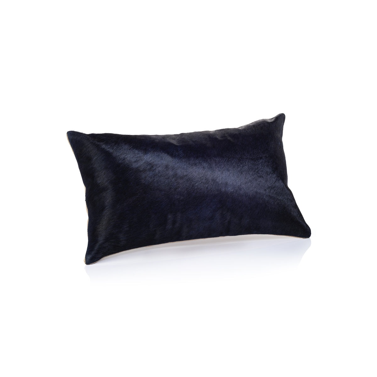 Zodax Rutbeek Navy Hair-On-Hide Leather Throw Pillow, 12" x 20", Navy