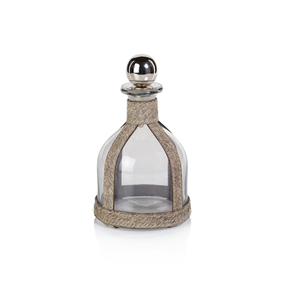 Zodax Bilthoven Hair-On-Hide Leather  Decanter with Stopper