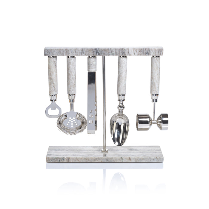 Zodax Marbella 5-Piece Bar Tool Set, Marble