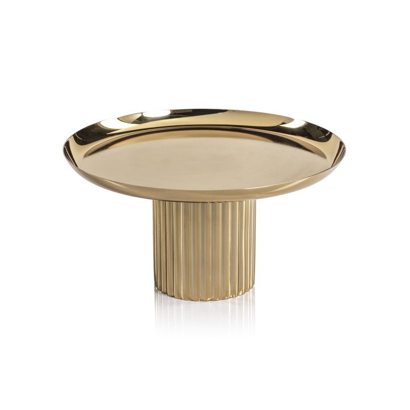 Zodax Stassi Polished Stainless Steel Footed Cake Stand, Gold