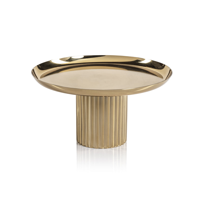 Zodax Stassi Polished Stainless Steel Footed Cake Stand, Gold