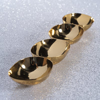 Zodax Stassi Polished Stainless Steel 4-Bowl Nut/Snack Server, Gold