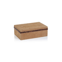 Zodax Chelia Suede Decorative Box with Burlwood Trim, Small
