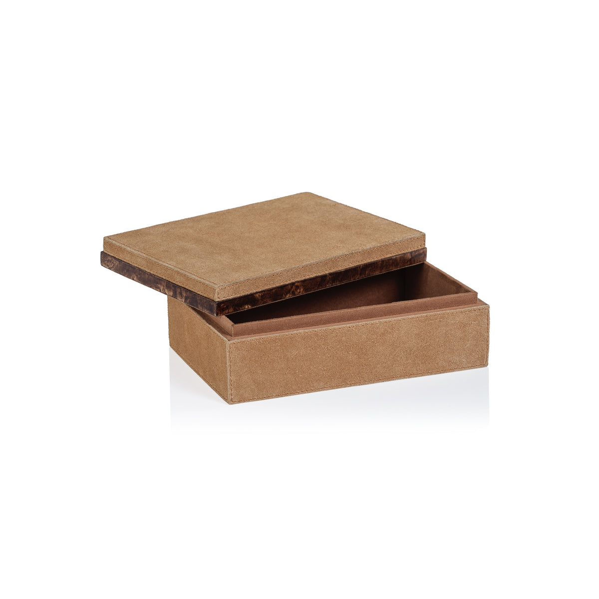 Zodax Chelia Suede Decorative Box with Burlwood Trim, Small