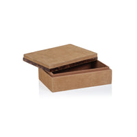 Zodax Chelia Suede Decorative Box with Burlwood Trim, Small