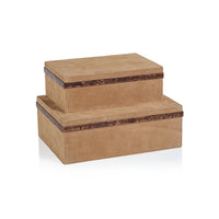 Zodax Chelia Suede Decorative Box with Burlwood Trim, Small