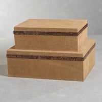 Zodax Chelia Suede Decorative Box with Burlwood Trim, Large
