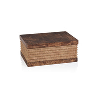 Zodax Sabinio Burlwood & Raffia Decorative Box, Small