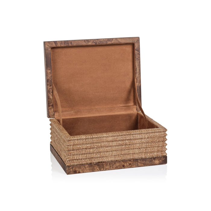 Zodax Sabinio Burlwood & Raffia Decorative Box, Small