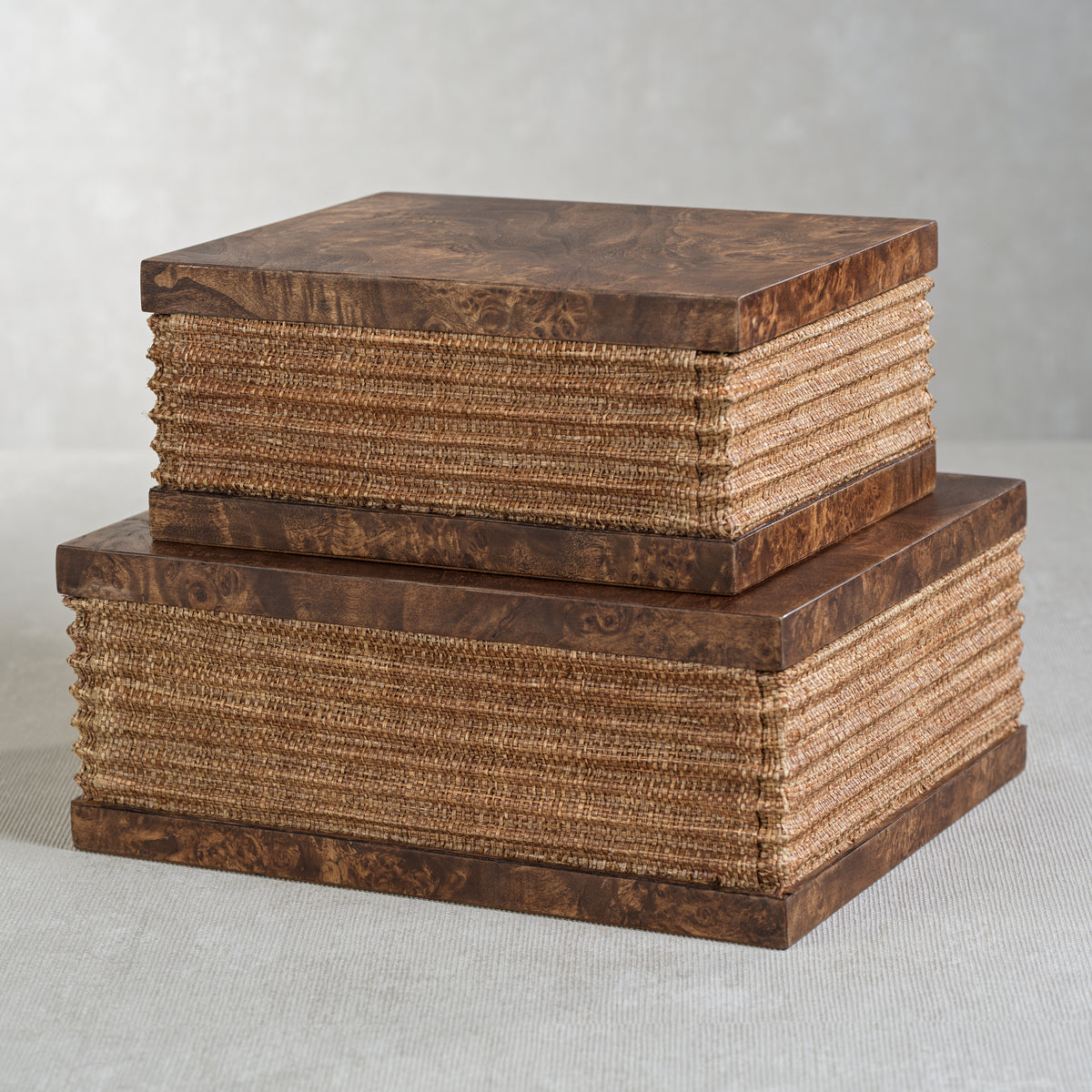 Zodax Sabinio Burlwood & Raffia Decorative Box, Large