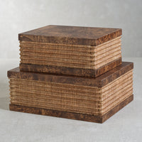 Zodax Sabinio Burlwood & Raffia Decorative Box, Large