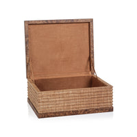 Zodax Sabinio Burlwood & Raffia Decorative Box, Large