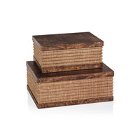 Zodax Sabinio Burlwood & Raffia Decorative Box, Large
