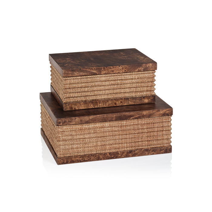 Zodax Sabinio Burlwood & Raffia Decorative Box, Large