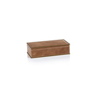 Zodax Elgon Leather Decorative Box with Brass Trim, Small