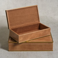 Zodax Elgon Leather Decorative Box with Brass Trim, Large