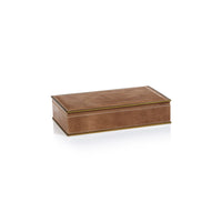 Zodax Elgon Leather Decorative Box with Brass Trim, Large