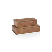 Zodax Elgon Leather Decorative Box with Brass Trim, Large