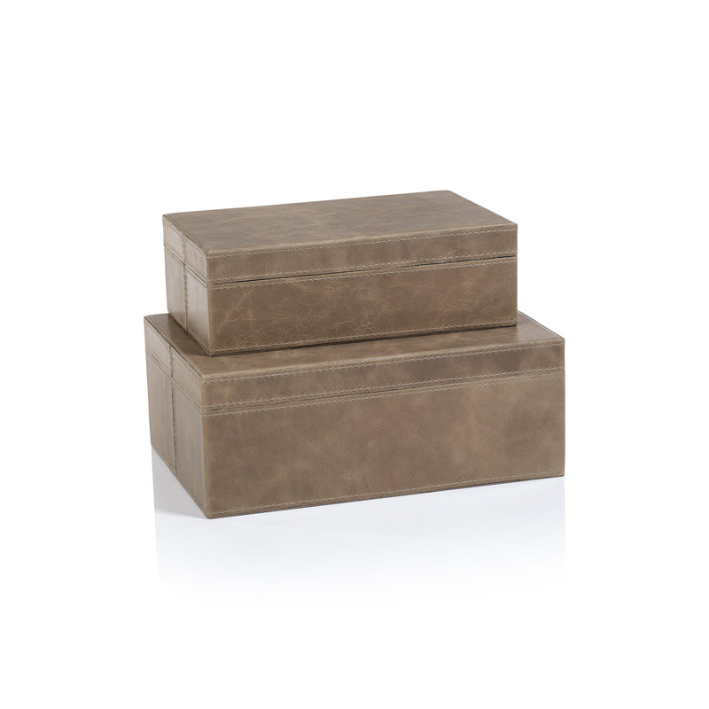 Zodax Cameroon Mink Leather Decorative Box, Large