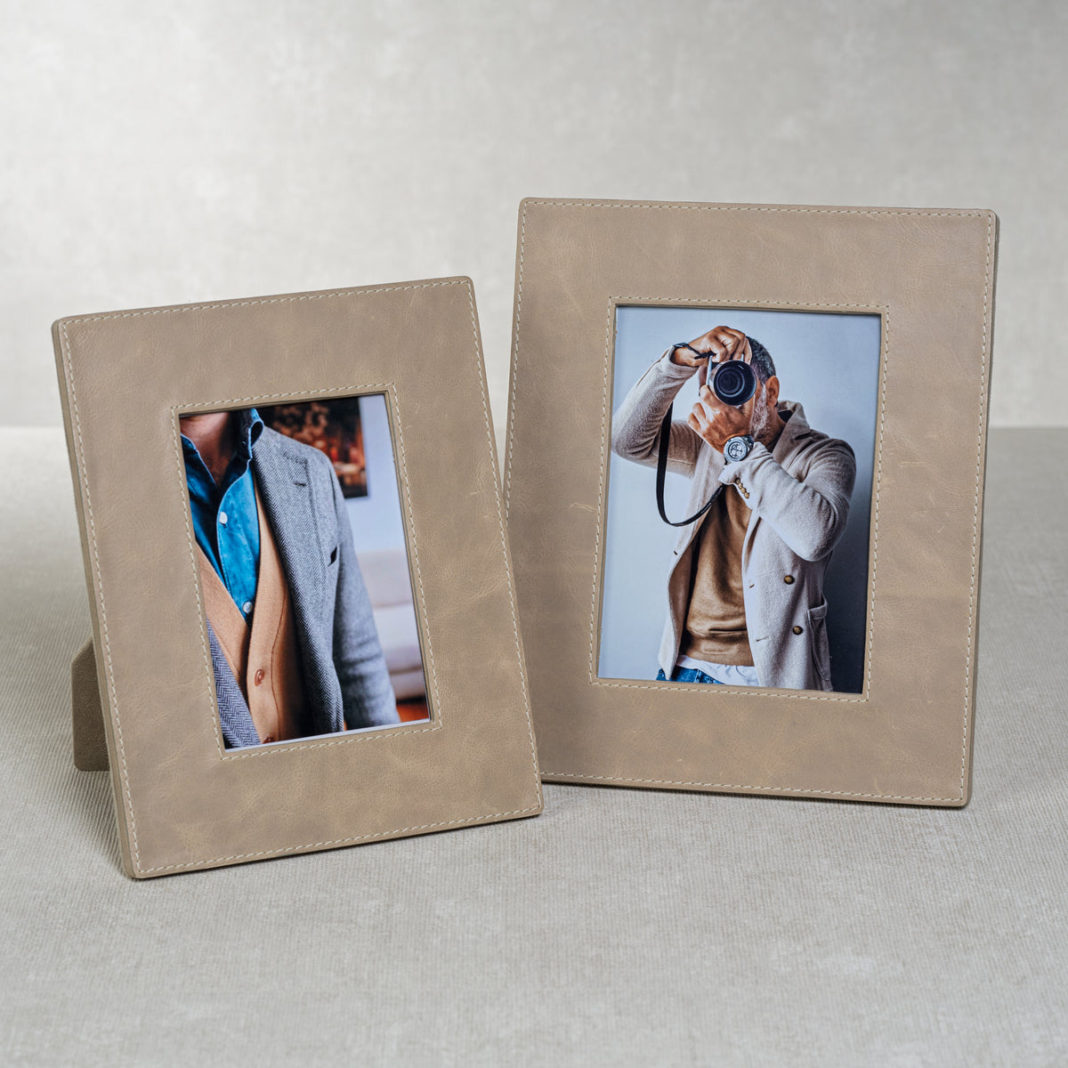 Zodax Cameroon Mink Leather Photo Frame, 4" x 6"