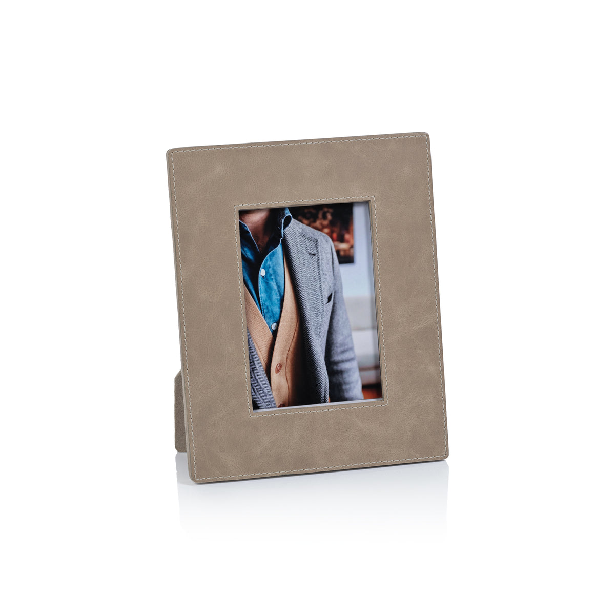 Zodax Cameroon Mink Leather Photo Frame, 4" x 6"