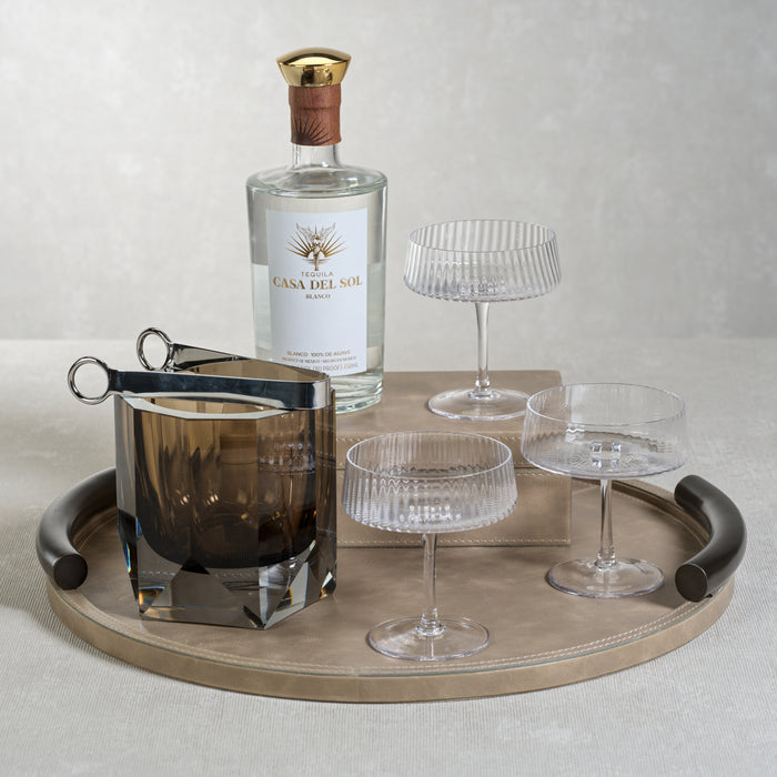 Zodax Cameroon Round Mink Leather Serving Tray