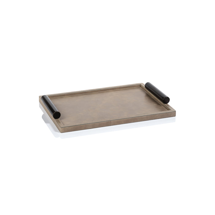 Zodax Cameroon Rectangular Mink Leather Serving Tray, Small, Rectangle