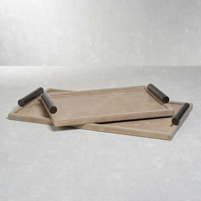 Zodax Cameroon Rectangular Mink Leather Serving Tray, Large, Rectangle