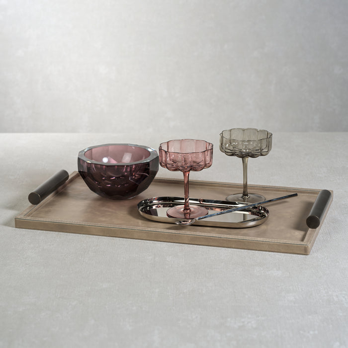 Zodax Cameroon Rectangular Mink Leather Serving Tray, Large, Rectangle