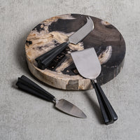 Zodax Two-Tone Star Polished Cheese Knives Set, Black