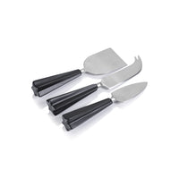 Zodax Two-Tone Star Polished Cheese Knives Set, Black