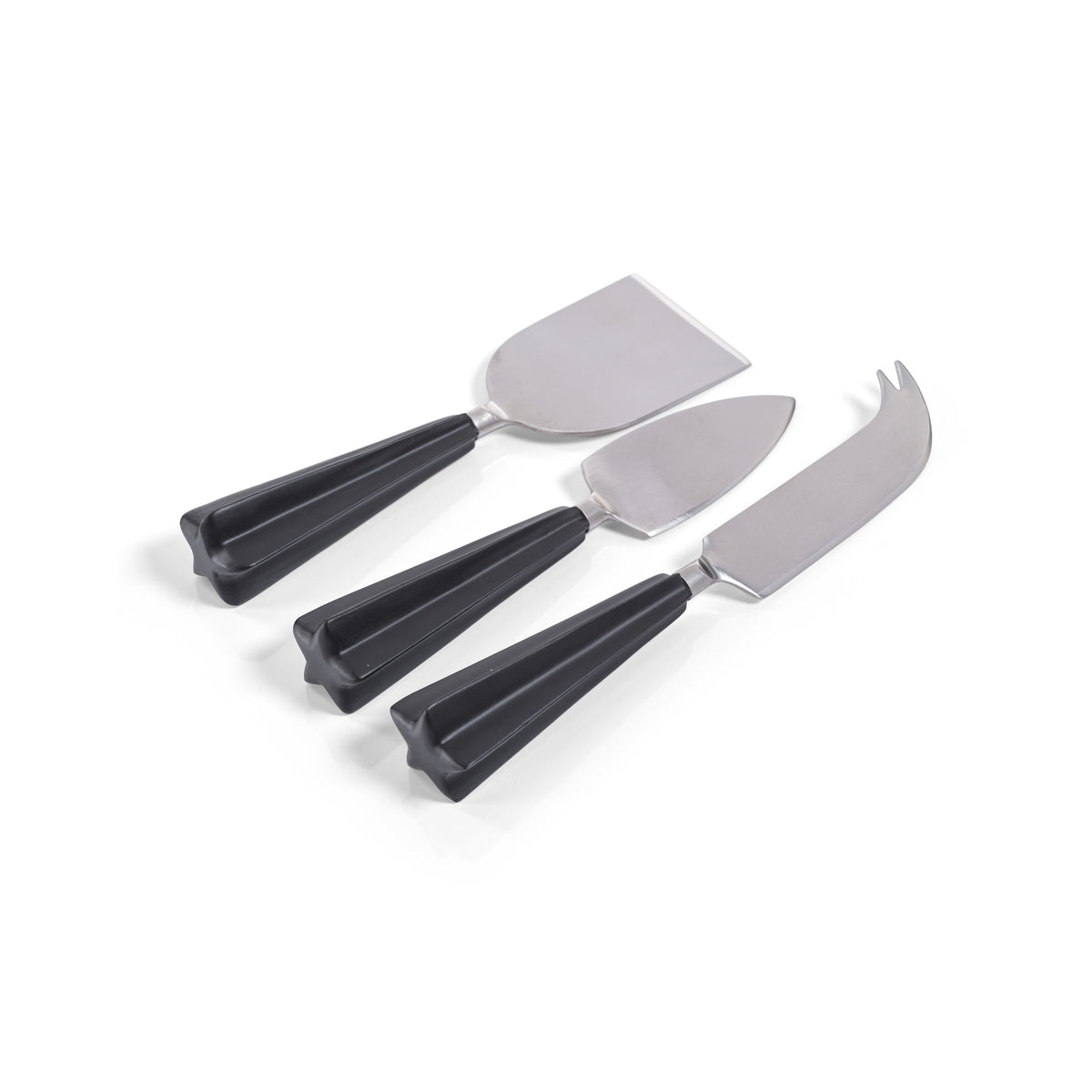 Zodax Two-Tone Star Polished Cheese Knives Set, Black