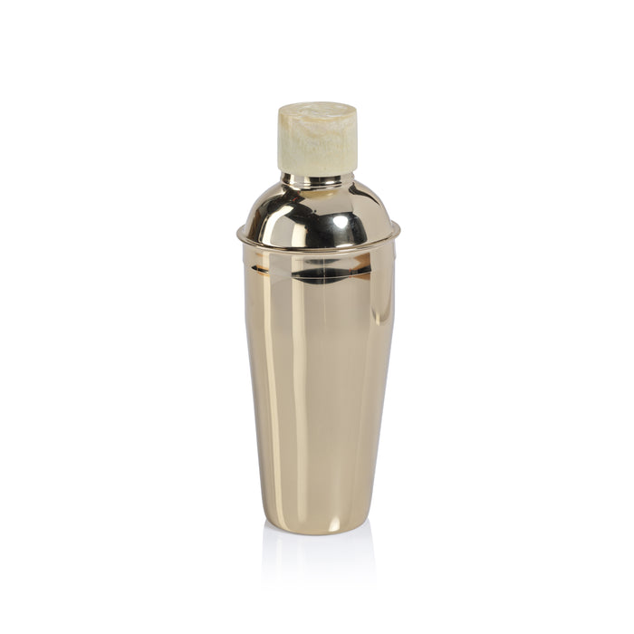 Zodax Brompton Gold Stainless Steel Cocktail Shaker with Marbleized Cap