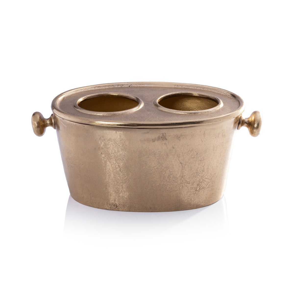 Seguso 2-Bottle Metal Wine Holder, Gold
