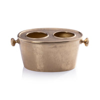 Seguso 2-Bottle Metal Wine Holder, Gold
