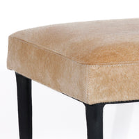 Zodax Corviglia Hair-On-Hide Leather Stool with Forged Iron Base, Tan