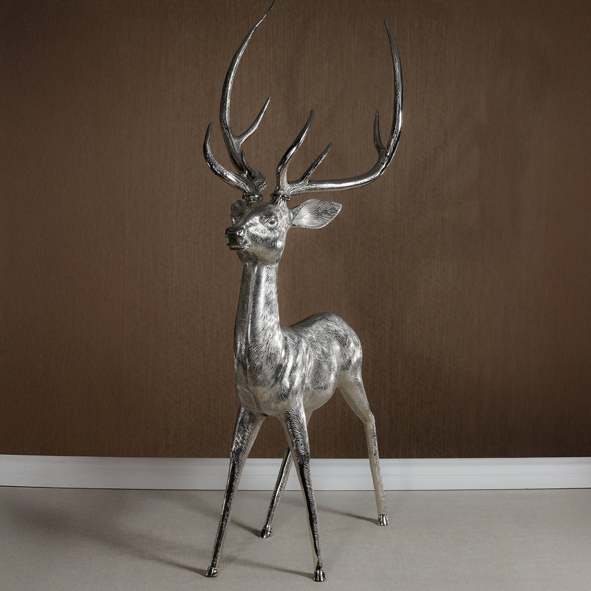 Zodax Corviglia Standing Deer Statue- Aluminum Metal Sculpture