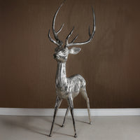 Zodax Corviglia Standing Deer Statue- Aluminum Metal Sculpture