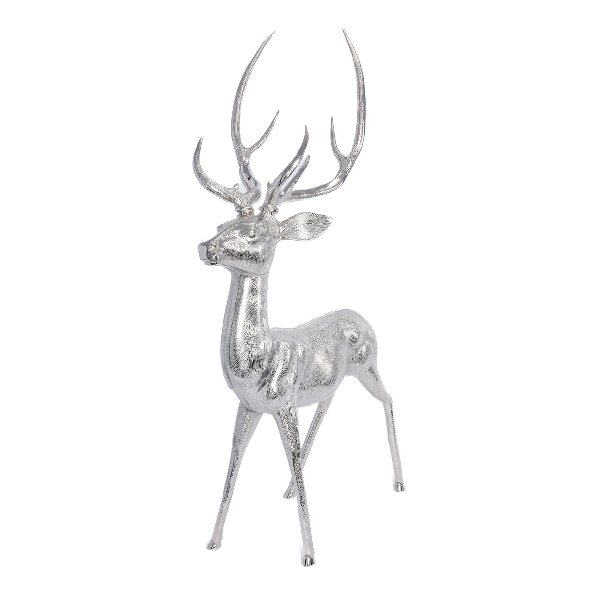 Zodax Corviglia Standing Deer Statue- Aluminum Metal Sculpture