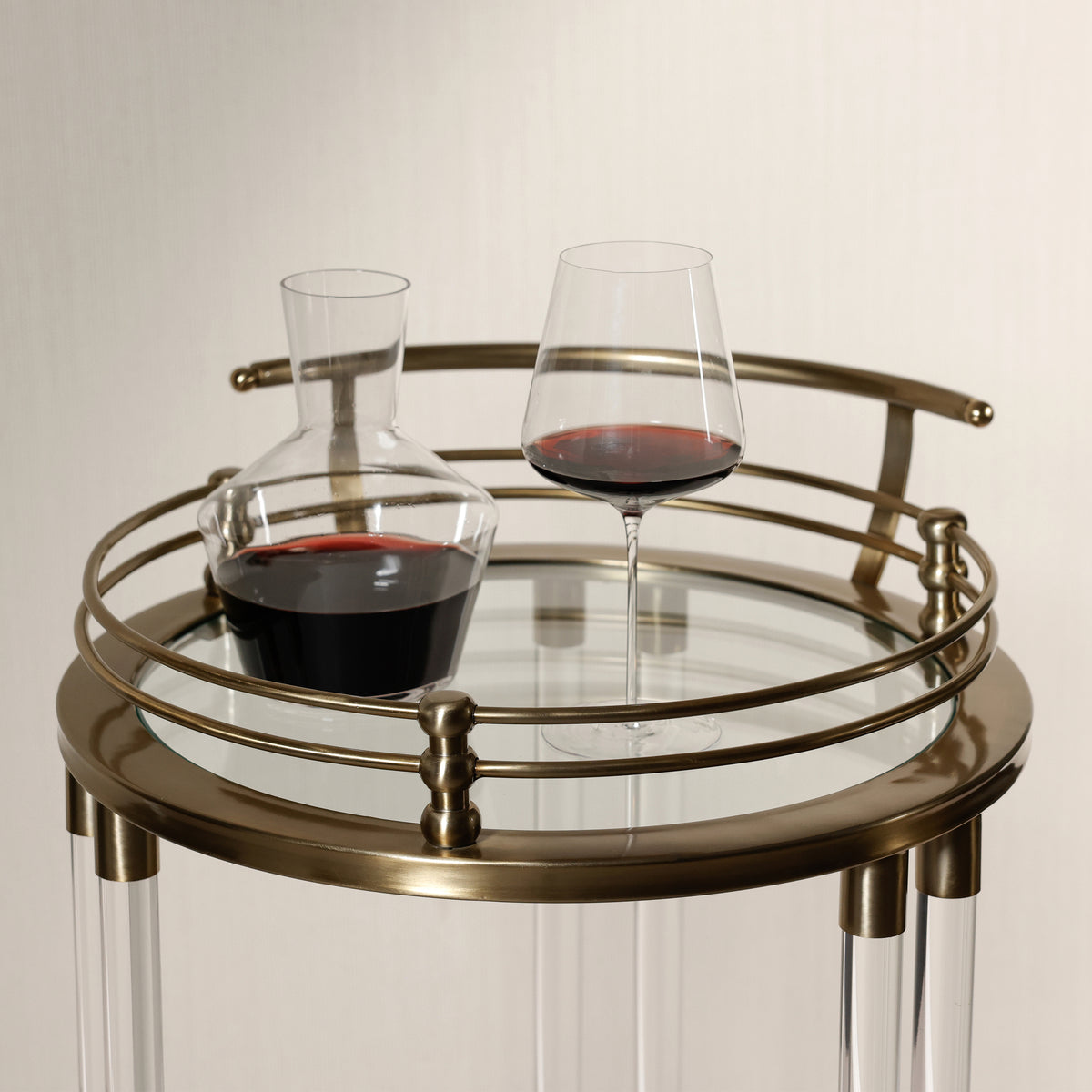 Zodax Opus Round Bar Cart / Trolley, 21.25" x 19.75" x 37.5"