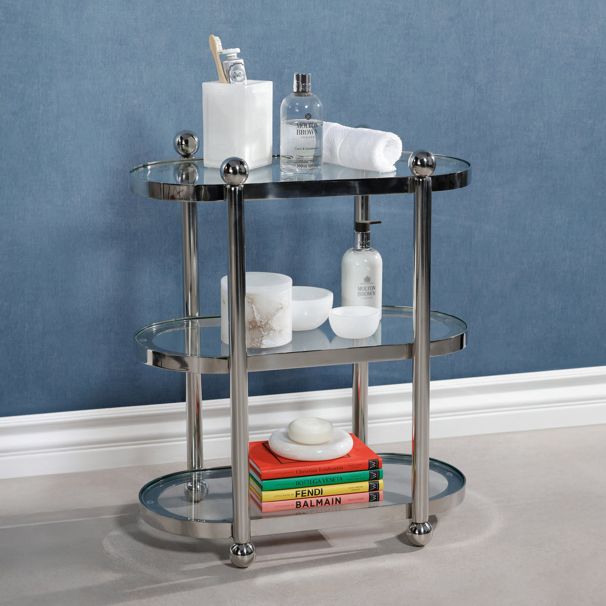 Zodax Three-Tier Étagère & Oval Serving Cart, 20" x 11.75" x 22.75"