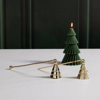 Zodax Christmas Tree Design Brass Candle Snuffer, Rippled, Gold