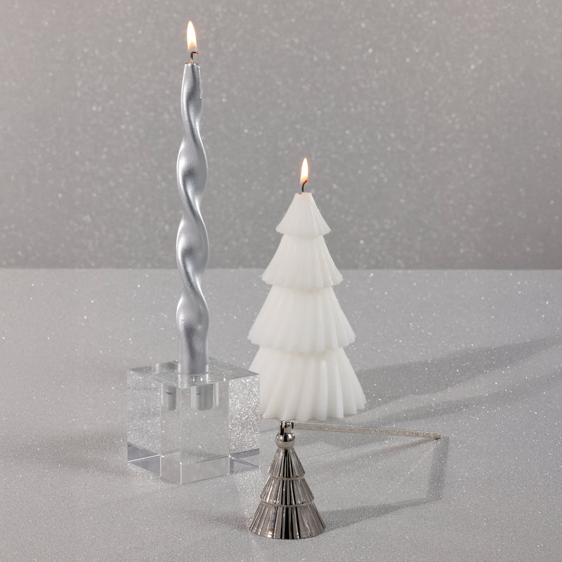 Zodax Christmas Tree Design Brass Candle Snuffer, Rippled, Nickel