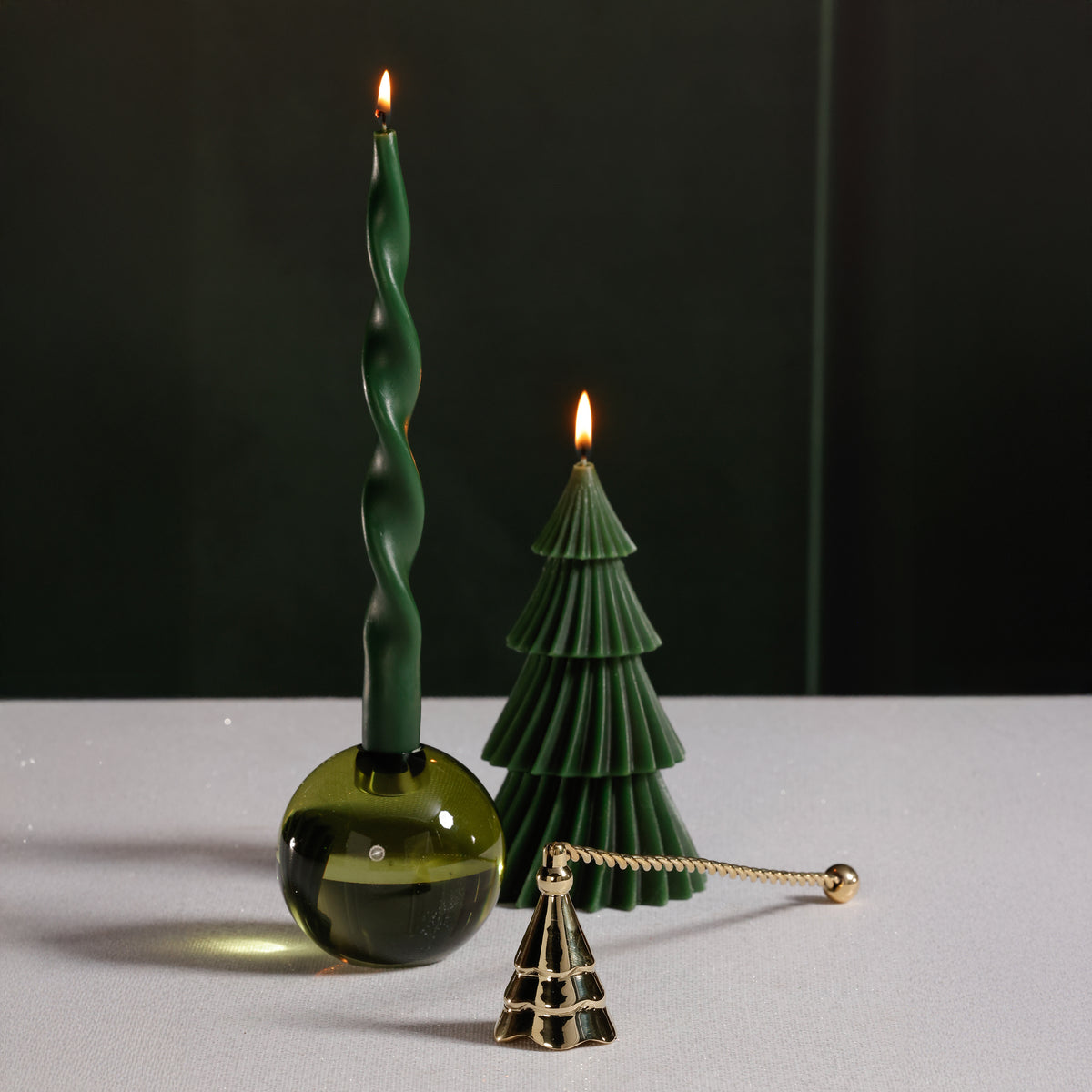 Zodax Christmas Tree Design Brass Candle Snuffer, Wave, Gold