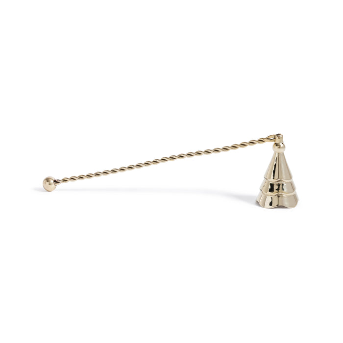 Gold candle snuffer on a white background