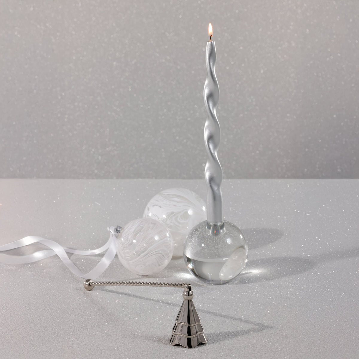 Zodax Christmas Tree Design Brass Candle Snuffer, Wave, Nickel