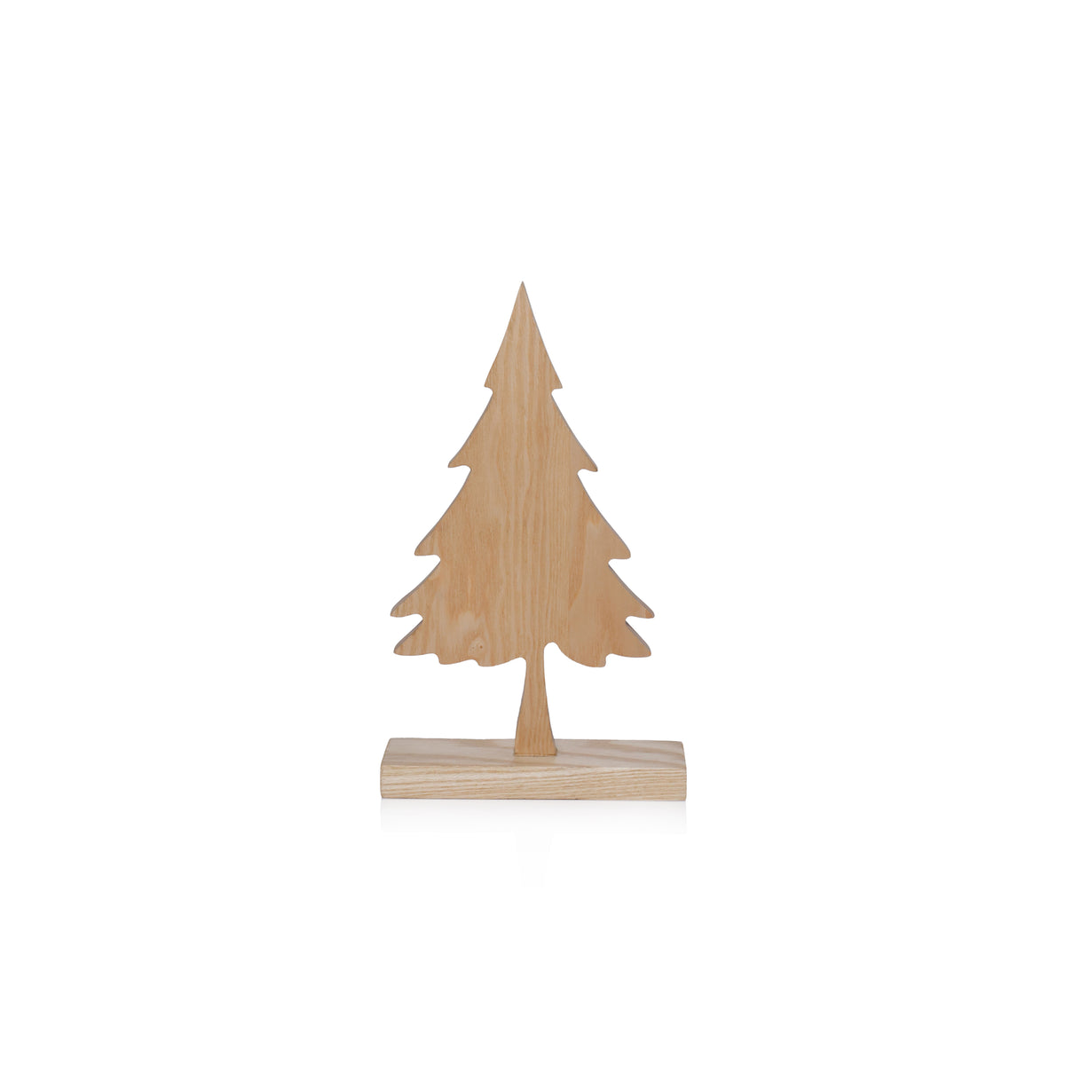 Zodax Natural Ash Wood Silhouette Christmas Tree on Base, 10"